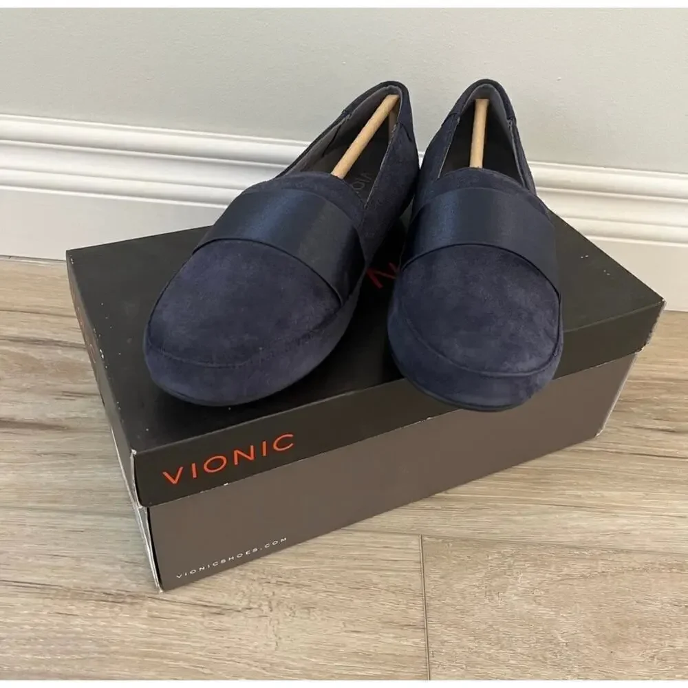Vionic Suede Loafers Bridget Navy, Size 5